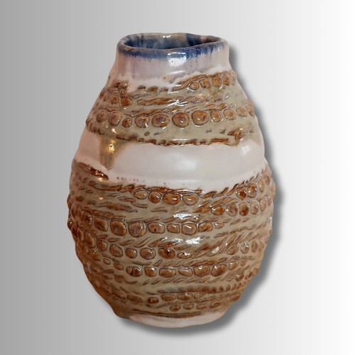 Click to view detail for SL-275 Vessel, Porcelain Smooth, Ropes & Pearls $110